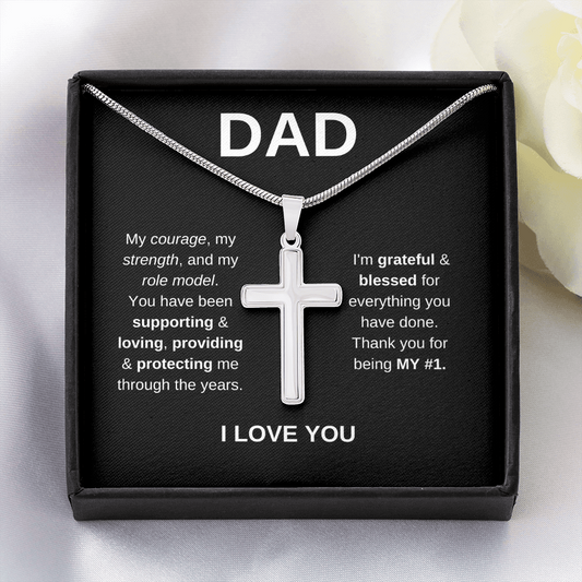 Cross Necklace for Dad. Father. Papa. Role Model. Grateful.