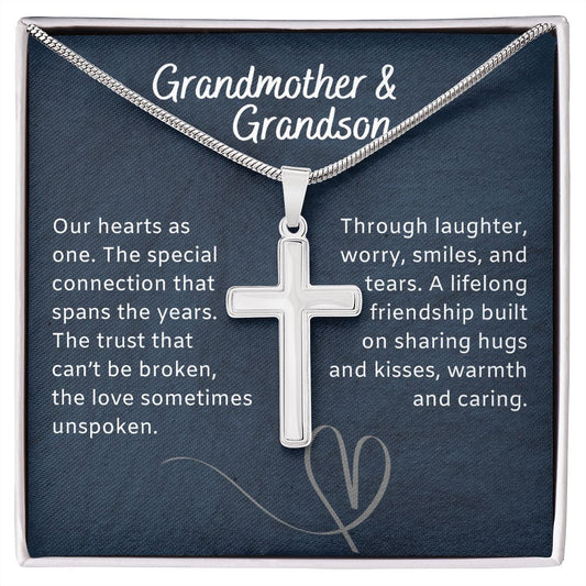 Grandmother & Grandson Necklace. Our Hearts as One. Family bond.