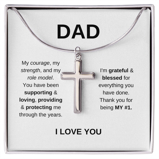 Cross Necklace for Dad. Father. Papa. Role Model. Blessed.